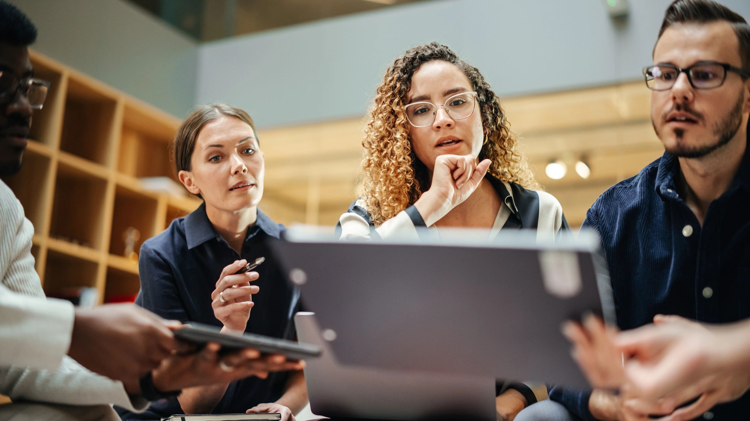 Team collaboration session in a modern office